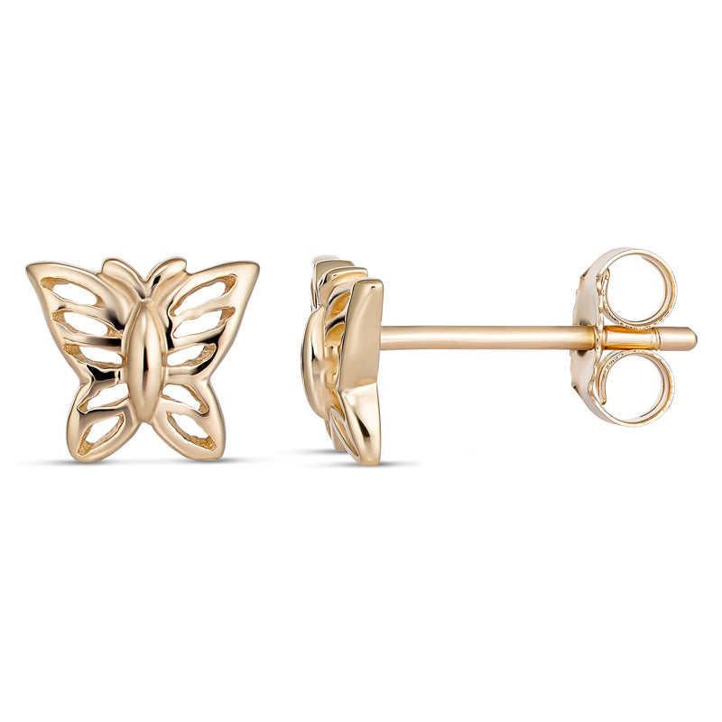 9 Carat Yellow Gold Butterfly Stud Earrings