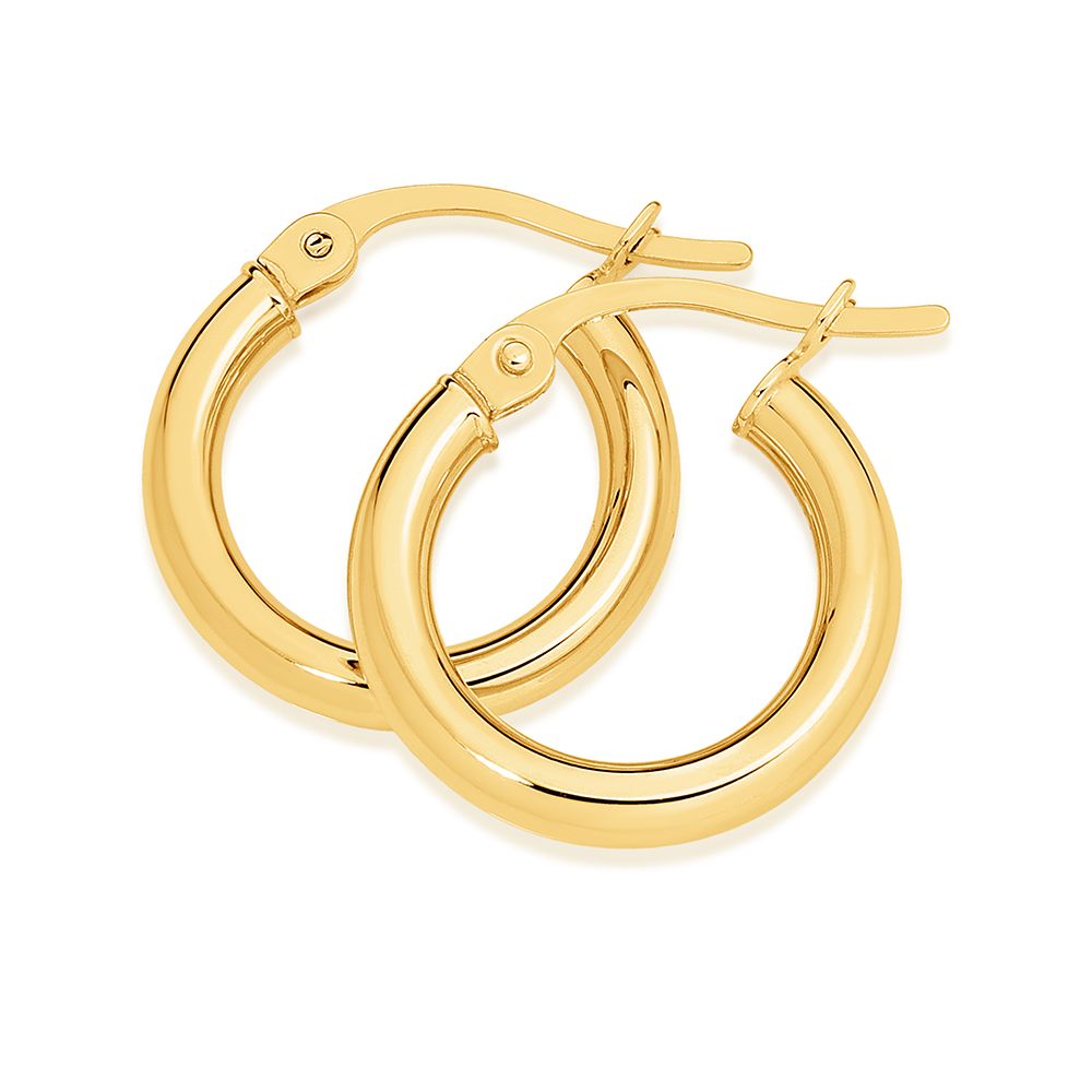 9Ct Yellow Gold Plain 15Mm Hoops Xmas23 1107