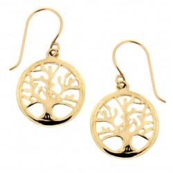 9Ct Yellow Gold Tree Of Life Small Hook Earrings