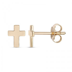 9Ct Yellow Gold Cross Studs Earrings