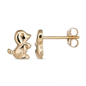 9Ct Gold Dog Stud Earrings
