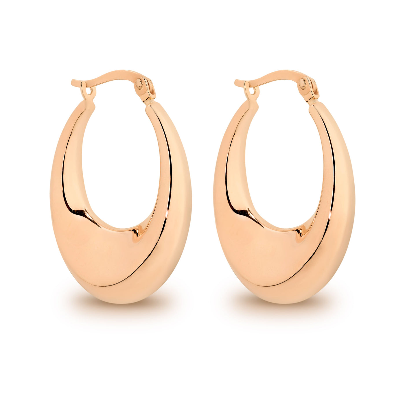 9Ct Rose Gold &Sterling Silver Bonded Hoop Earrings Xmas23 2403