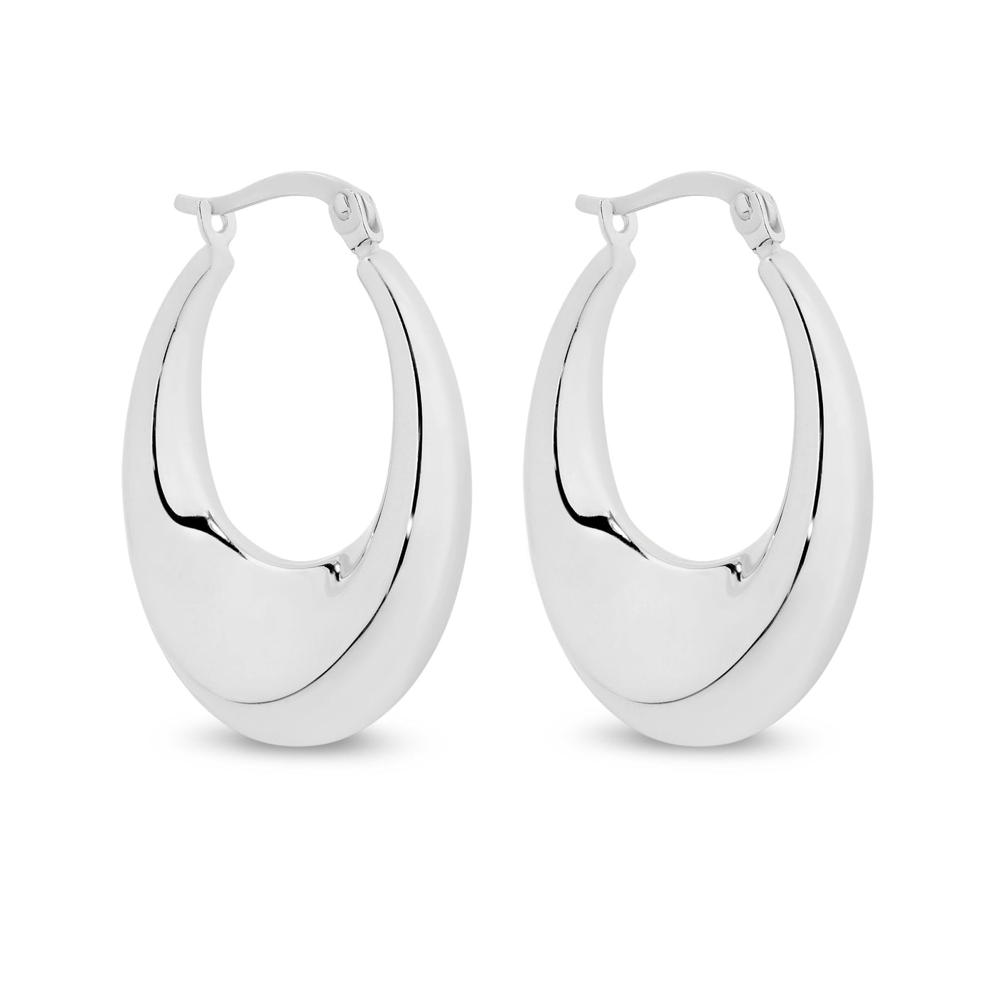 9Ct White Gold Sterling Silver Bonded Hoop Earringsxmas23 2402