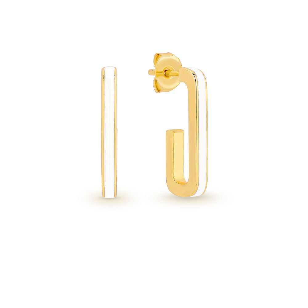 S/Silver Ylw G/P Whte Enamel Hoop Earrings Xmas23 0911