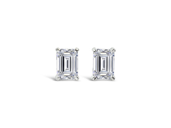 Evergem Emerald Cut 9Ct Wg Studs