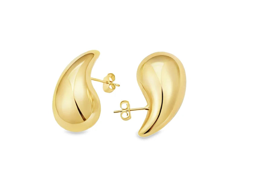 9K Yellow Gold Bold Hollow Drop Earring