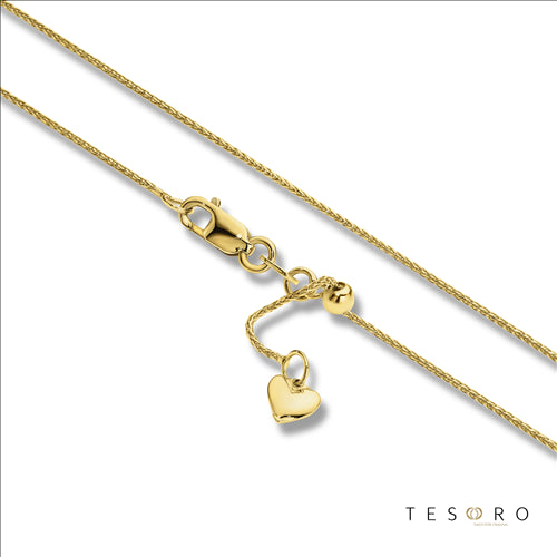 9Y Bosco, 0.8mm Diamond Cut Magic Wheat Adjustable Chain, 47cm