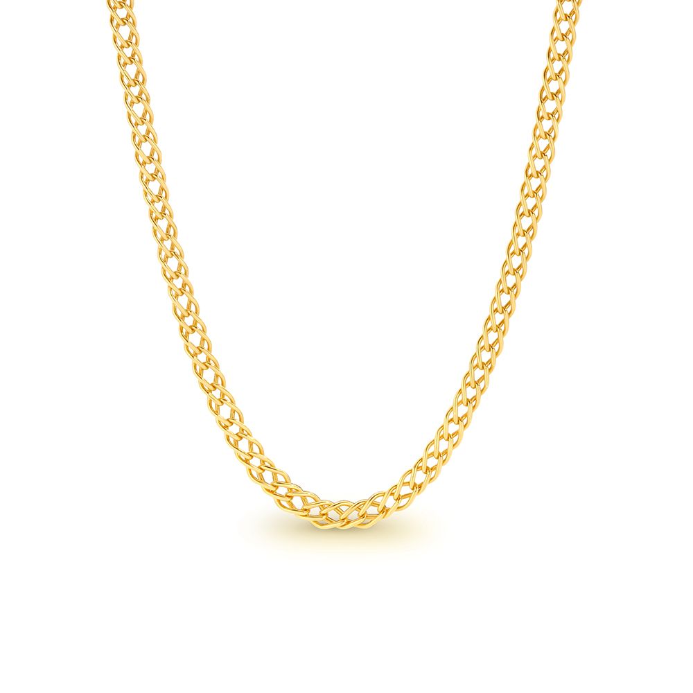 9Ct Yellow Gold Ss/Bonded Double Curb Chain 45Cm