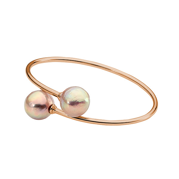 9Ct Rose Gold Pink Edison Pearl Bangle