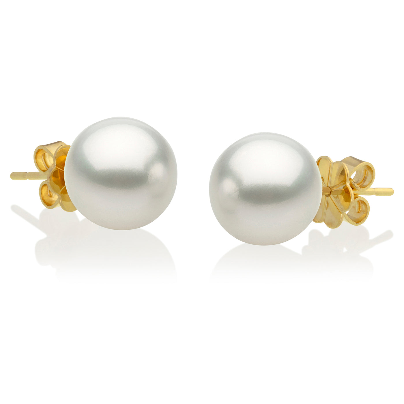 18Ct Yellow Gold 10Mm Round South Sea Pearl Studs