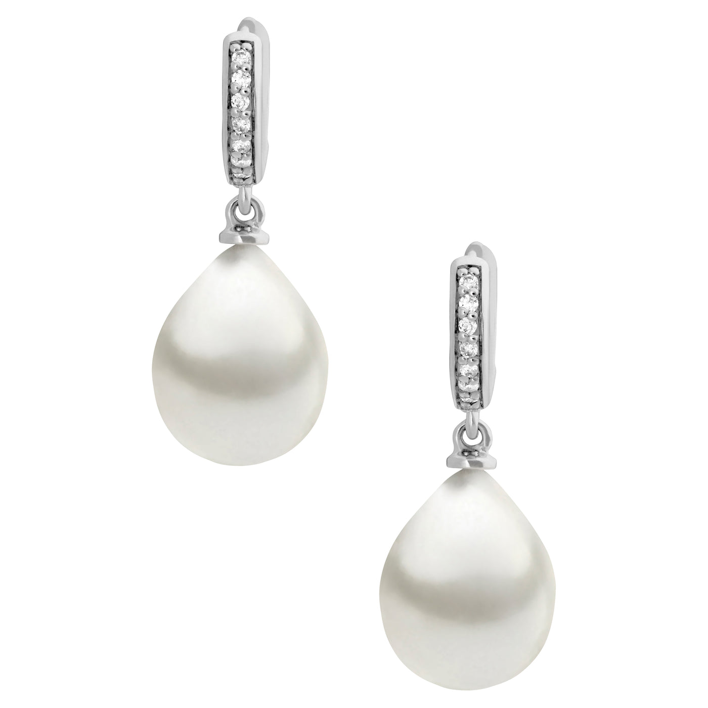 18Ct White Gold 10Mm South Sea Pearl Hooks Earrings