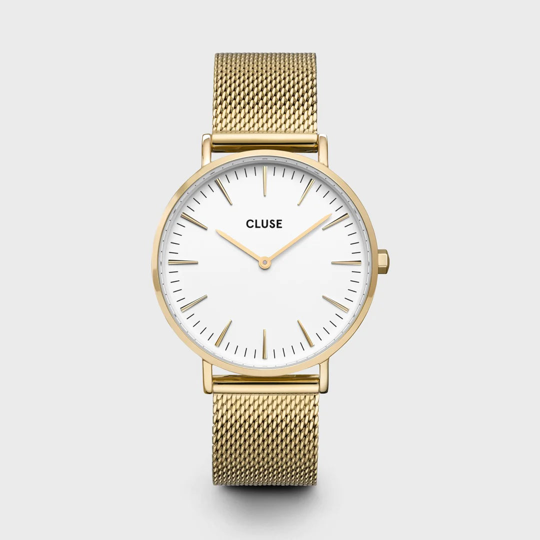 Cluse La Boheme Mesh Gold White Dial Analoque Quartz Watch