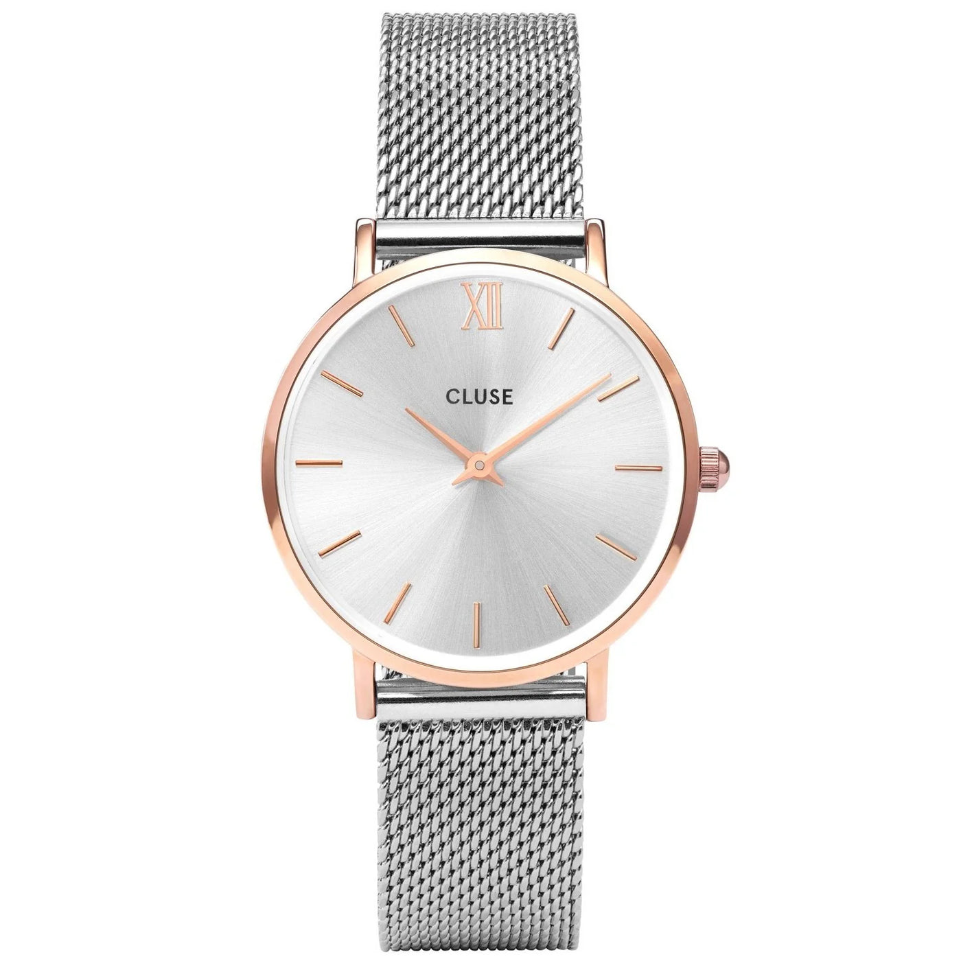 Cluse Minuit Mesh Rose Gold/Silver Analoque Quartz Watch
