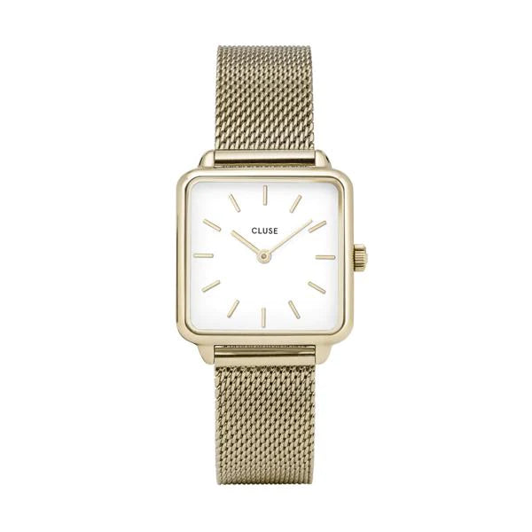 Cluse La Tetragone Gold Mesh//Whte Dial Analoque Quartz Watch