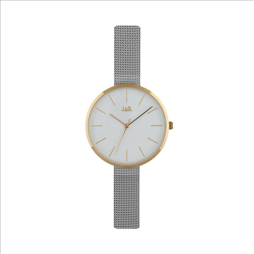 Jag Ladies Watch White Dial Silver Mesh Band