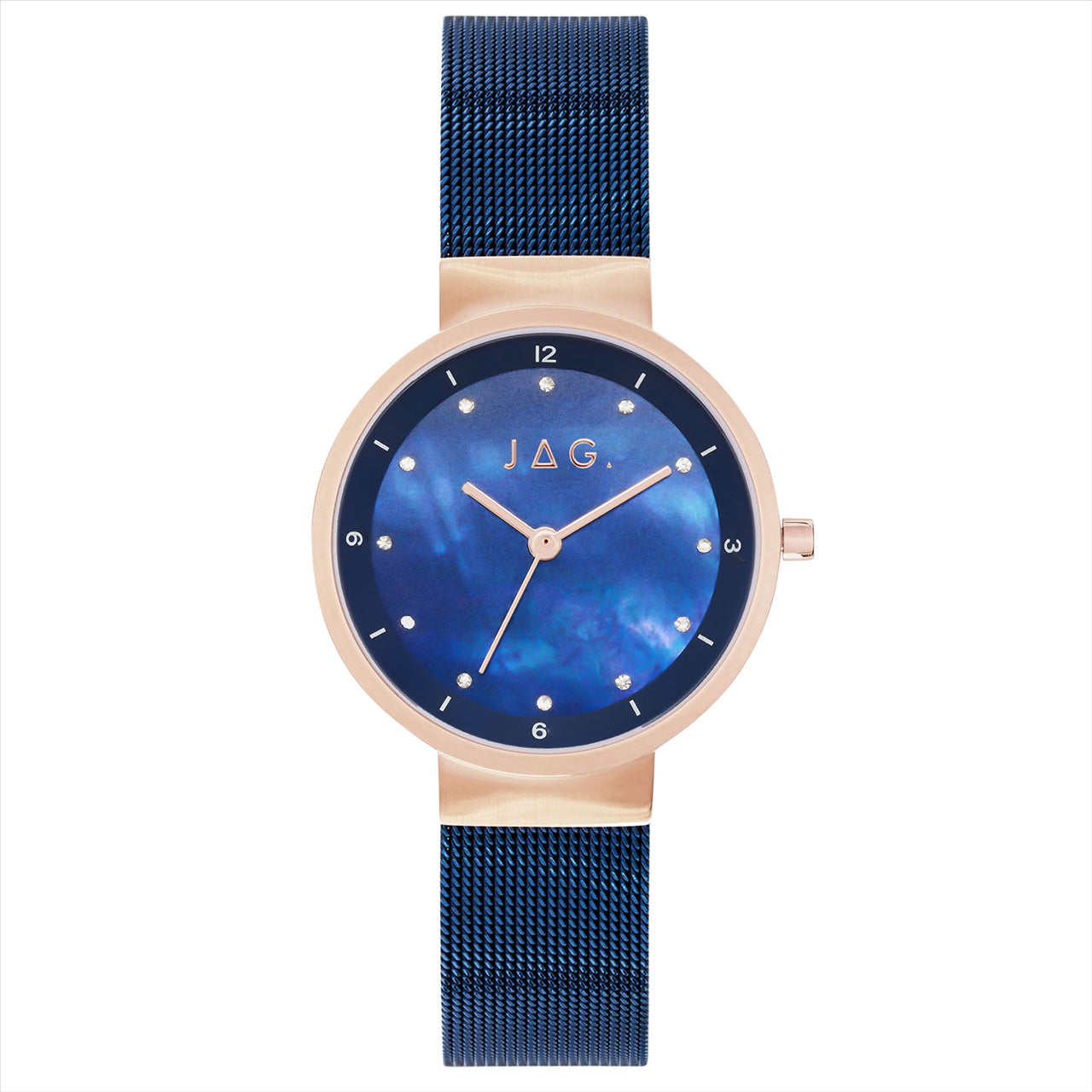 Jag Ladies Blue Dial Mesh Blue Band Analoque Quartz Watch