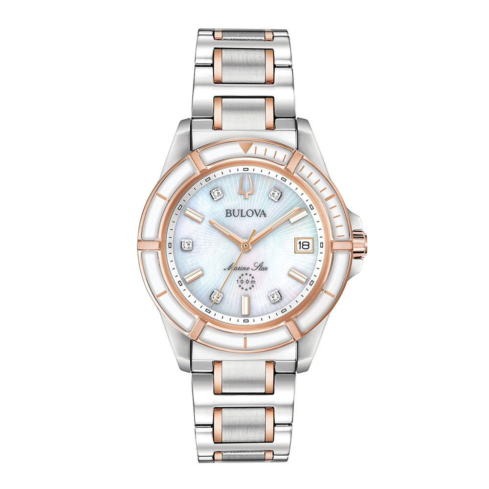 Bulova Marine Star Lds Quartz Sswp Wr100