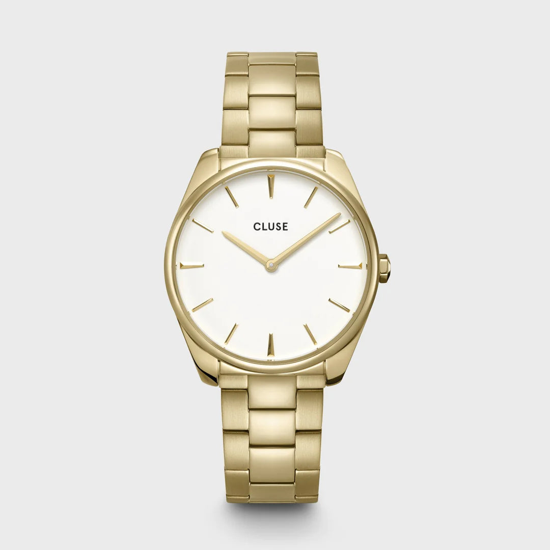 Cluse Feroce 33 Gold Band White Dial Analoque Quartz Watch