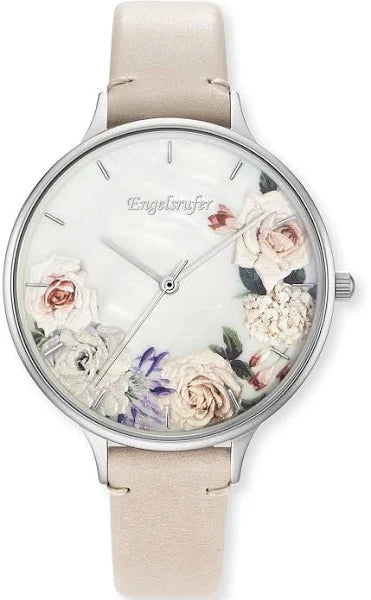 Engelsrufer Romantic Flowers Silver Leather Band Watch