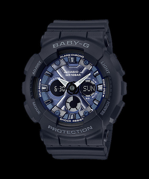 Baby G 100M Blue Face Blk Resin Band Duo Watch