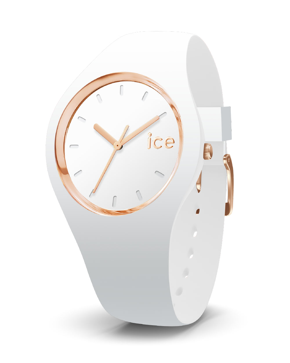 Ice Glam Ladies Rose Gold Case White Quartz Watch