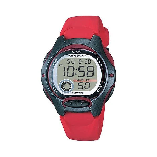 Ladies Digital 50M 10Yr Battery Life Blk/Red