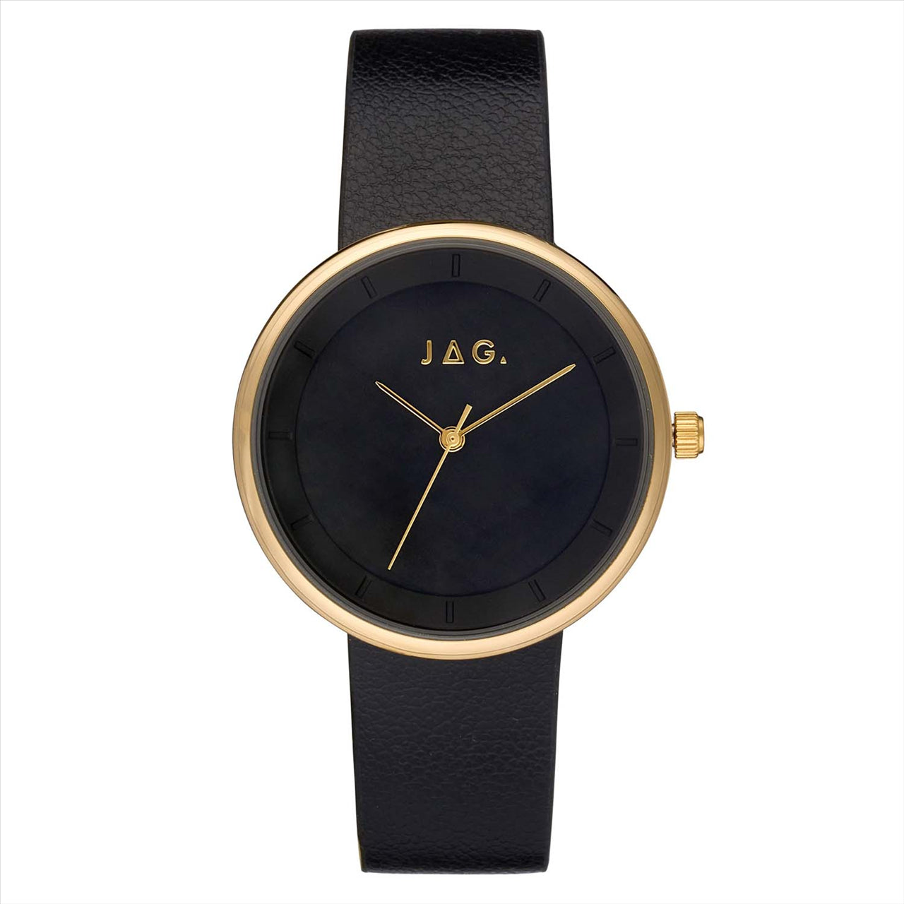 Jag Ally Gold Case Black Dial Quartz Ladies Watch