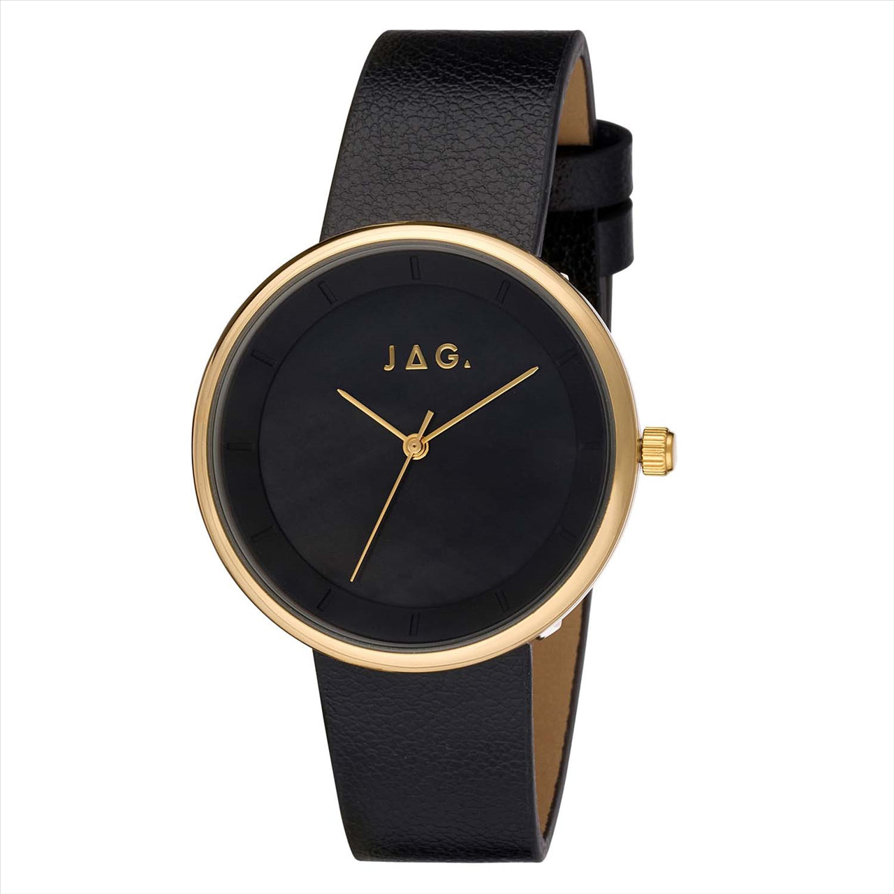 Jag Ally Gold Case Black Dial Quartz Ladies Watch