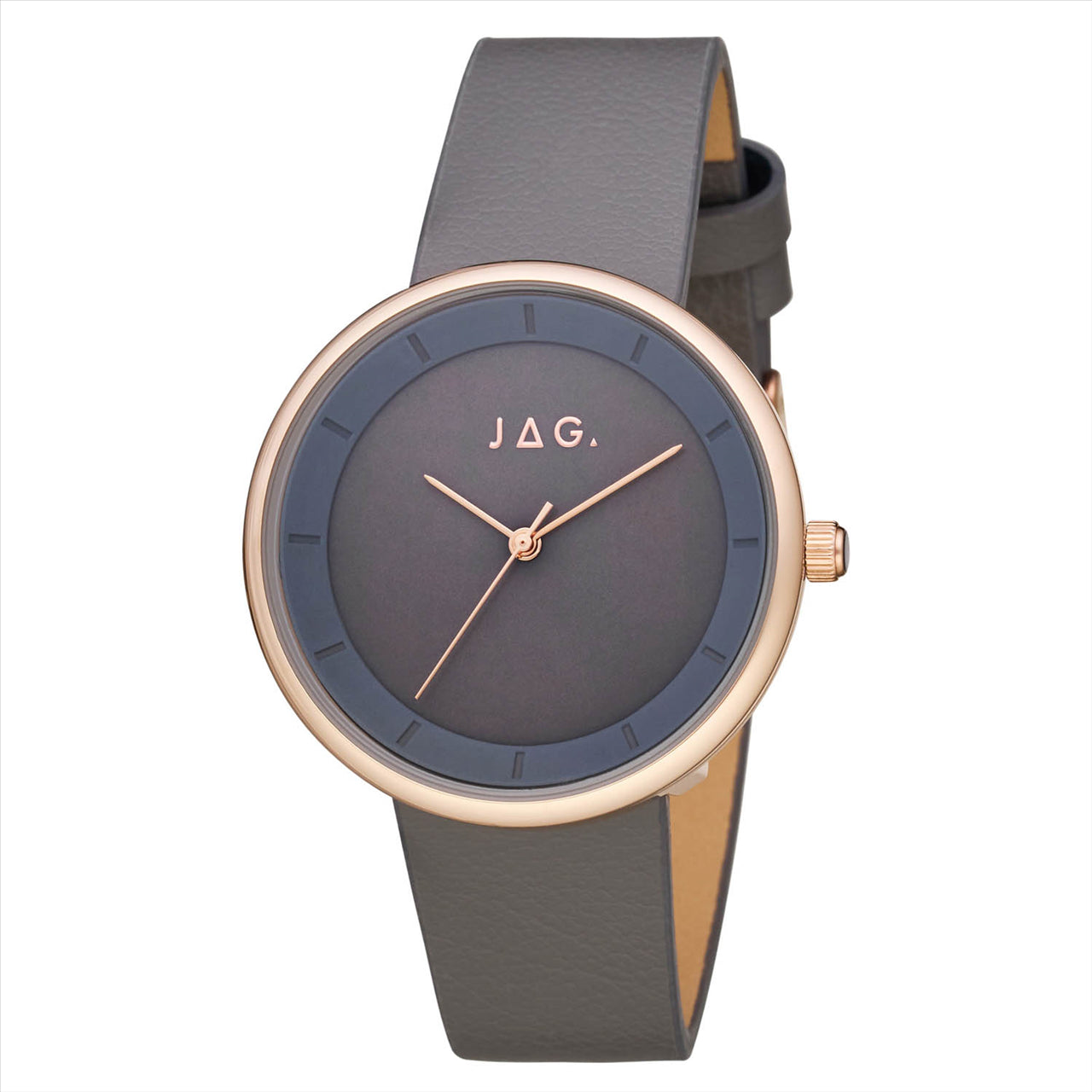 Jag Ally Rose Gold Grey Strap Quartz Ladies Dress Watch