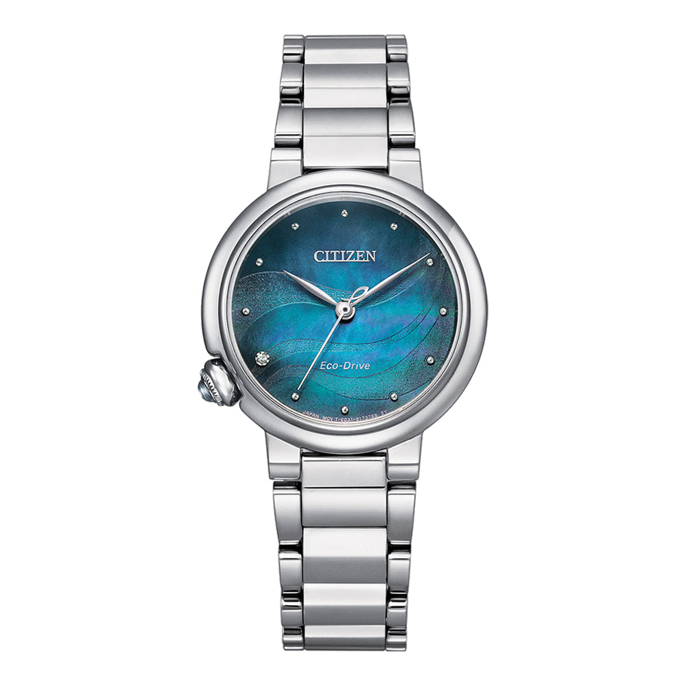 Citizen Ladies 50M Wr Eco Drive Watch Blue Dial Stainless Steel Band