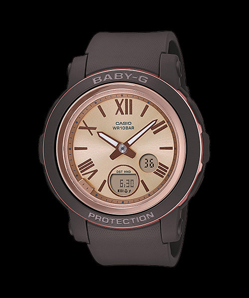 Baby G 100M Rose Gold Brown Band Watch