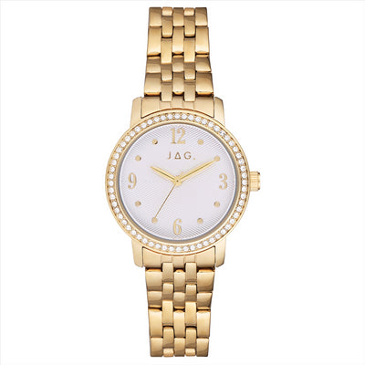 Jag Ladies Analoque Quartz Gold Plated Dress Watch