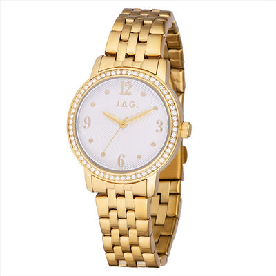 Jag Ladies Analoque Quartz Gold Plated Dress Watch