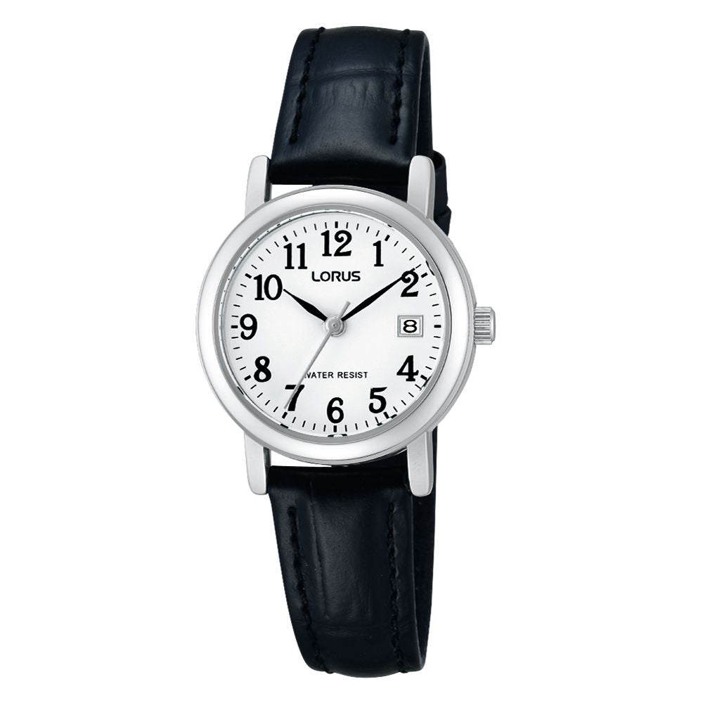Lorus Ladies Wr Analoque Quartz Black Leather Band Watch Xmas23 1605
