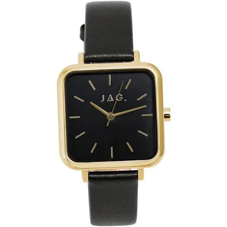 Jag Kiara Black Dial Black Strap Analoque Quartz Ladies Watch