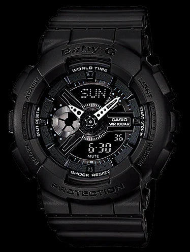 Baby G Duo Beach Culture 100M Alarm Black Resin Band