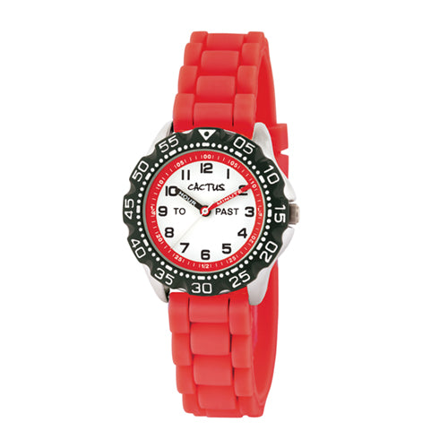 Cactus Splash Proof Time Teacher /Red Silicone Band