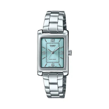 Casio Ladies Analogue Tunneau Wr Blue Face S/Steel Band