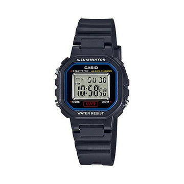 Ladies Std Digital S/Watch Alarm Led Wr Blk Face Blk Resin Band