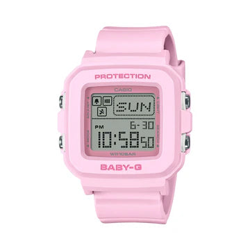 Baby/G Dig Square Led W/T S/W Alarm 100Mwr Pink Case & Resin Band