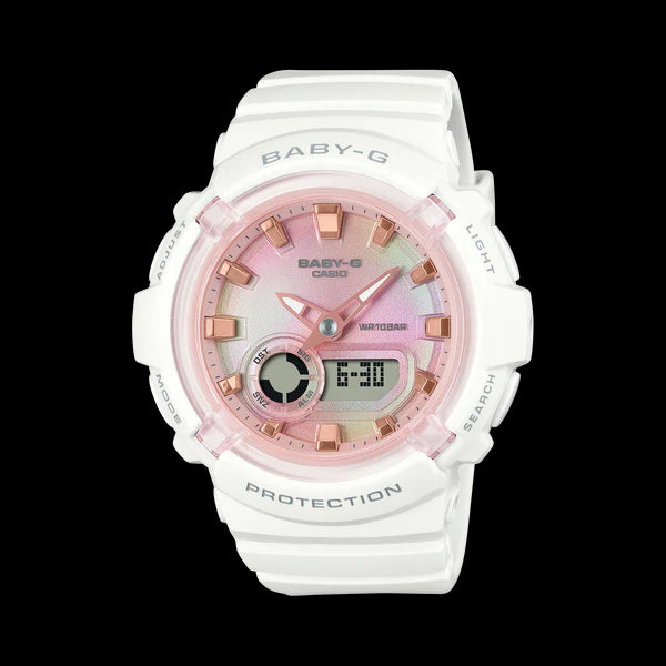 Baby G Duo Pastel Tie-Dye Pinkface/White Resin 100M Wr