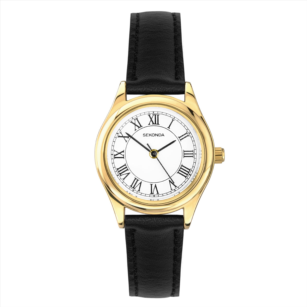 Sekonda Evans White Dial Gold Case Black Leather 25Mm
