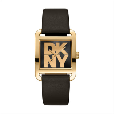 DKNY City Maxi Black Dial Ipg Black Leather 29X37mm