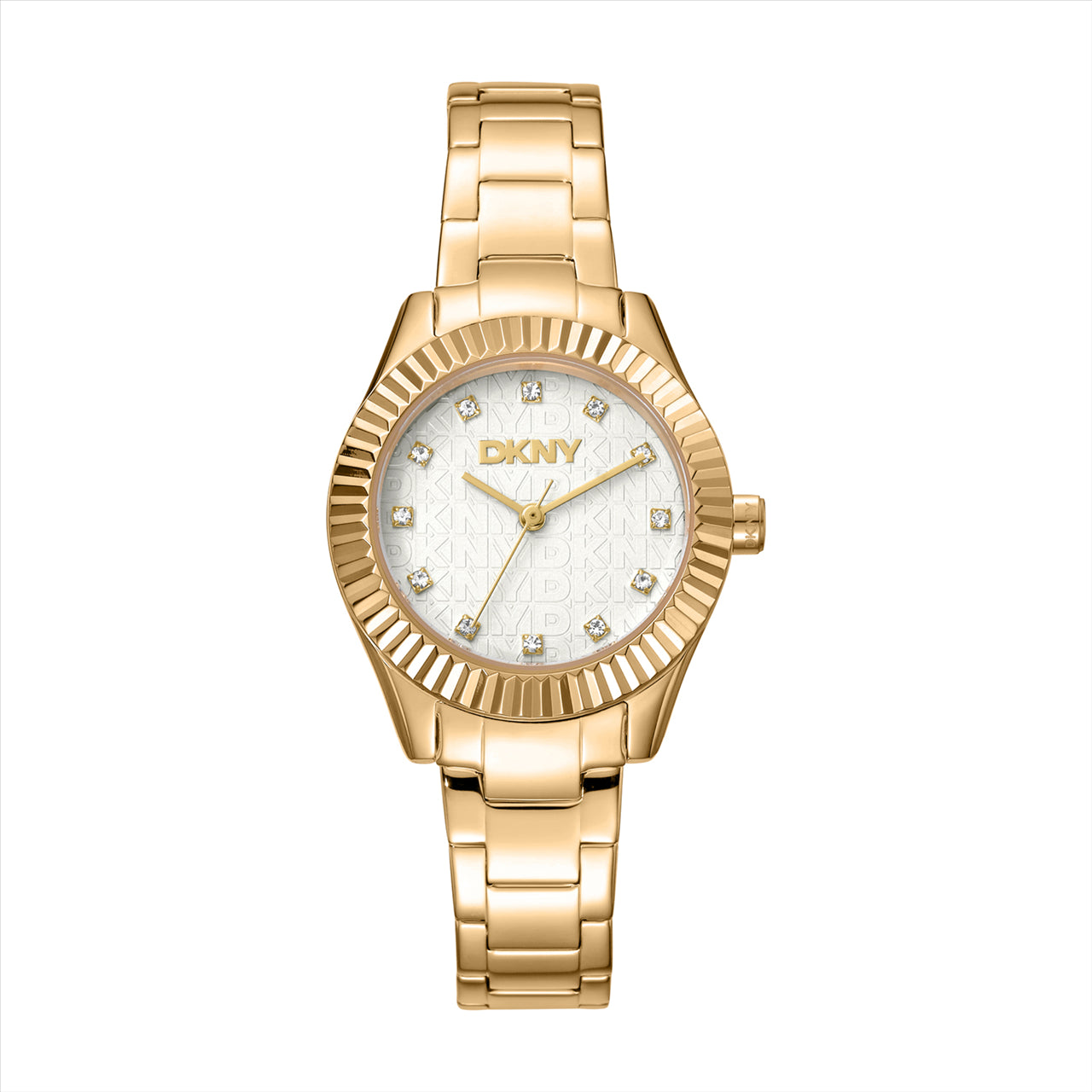 DKNY Chambers Glitz Silver Dial Ipg Bracelet 30Mm