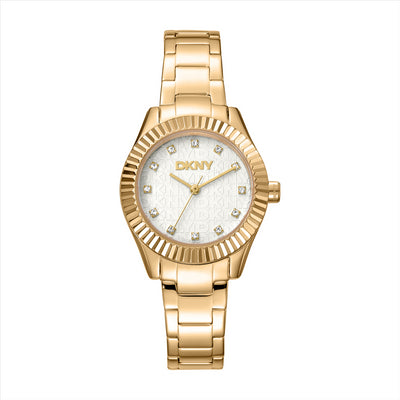 DKNY Chambers Glitz Silver Dial Ipg Bracelet 30Mm