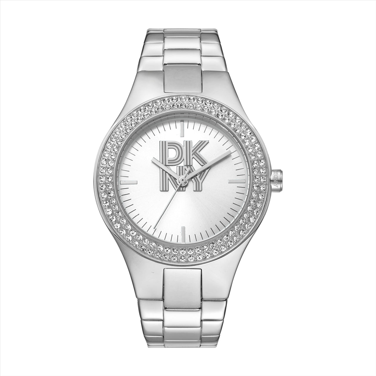 DKNY Parsons Glitz Silver Dial Stainless Steel Bracelet 38Mm