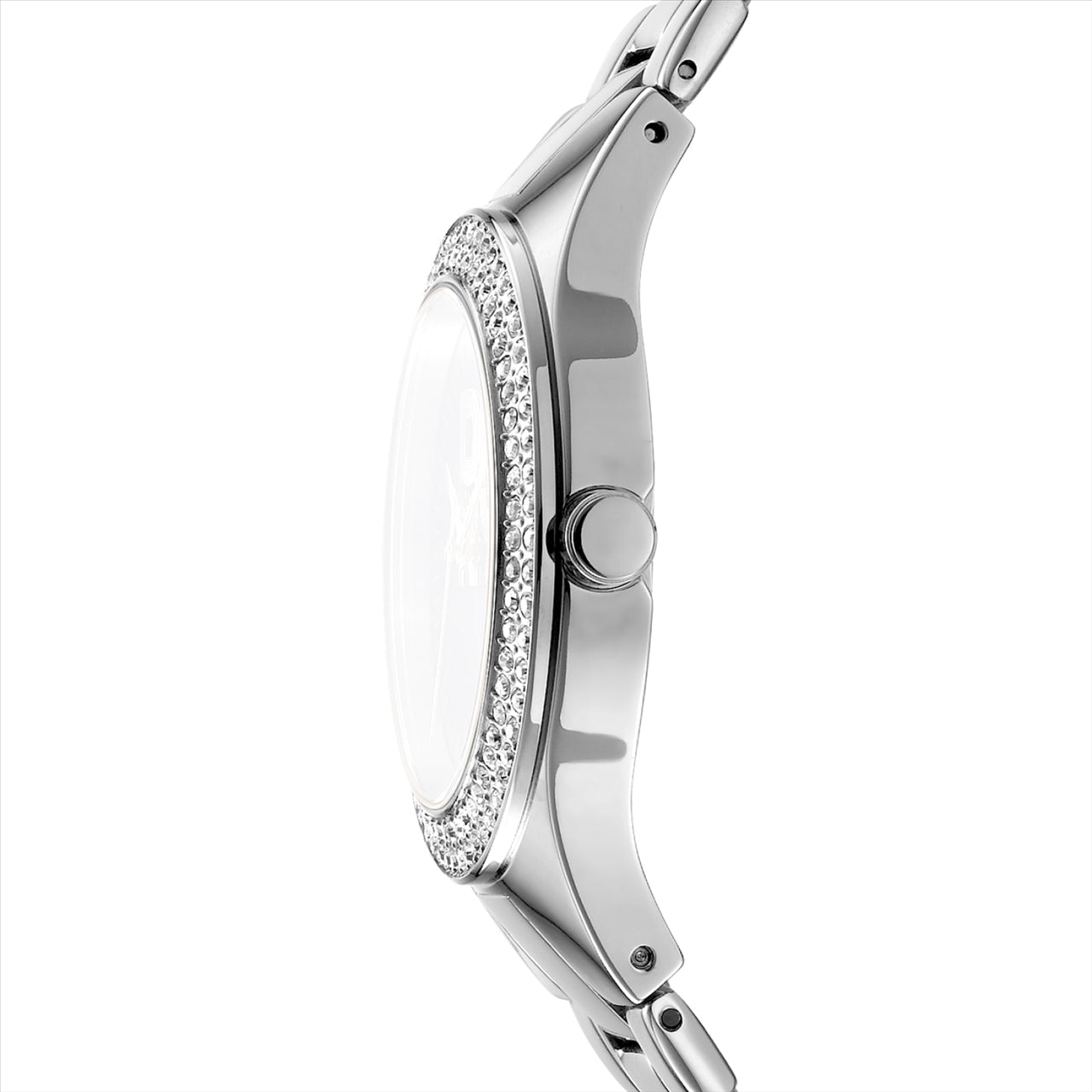 DKNY Parsons Glitz Silver Dial Stainless Steel Bracelet 38Mm