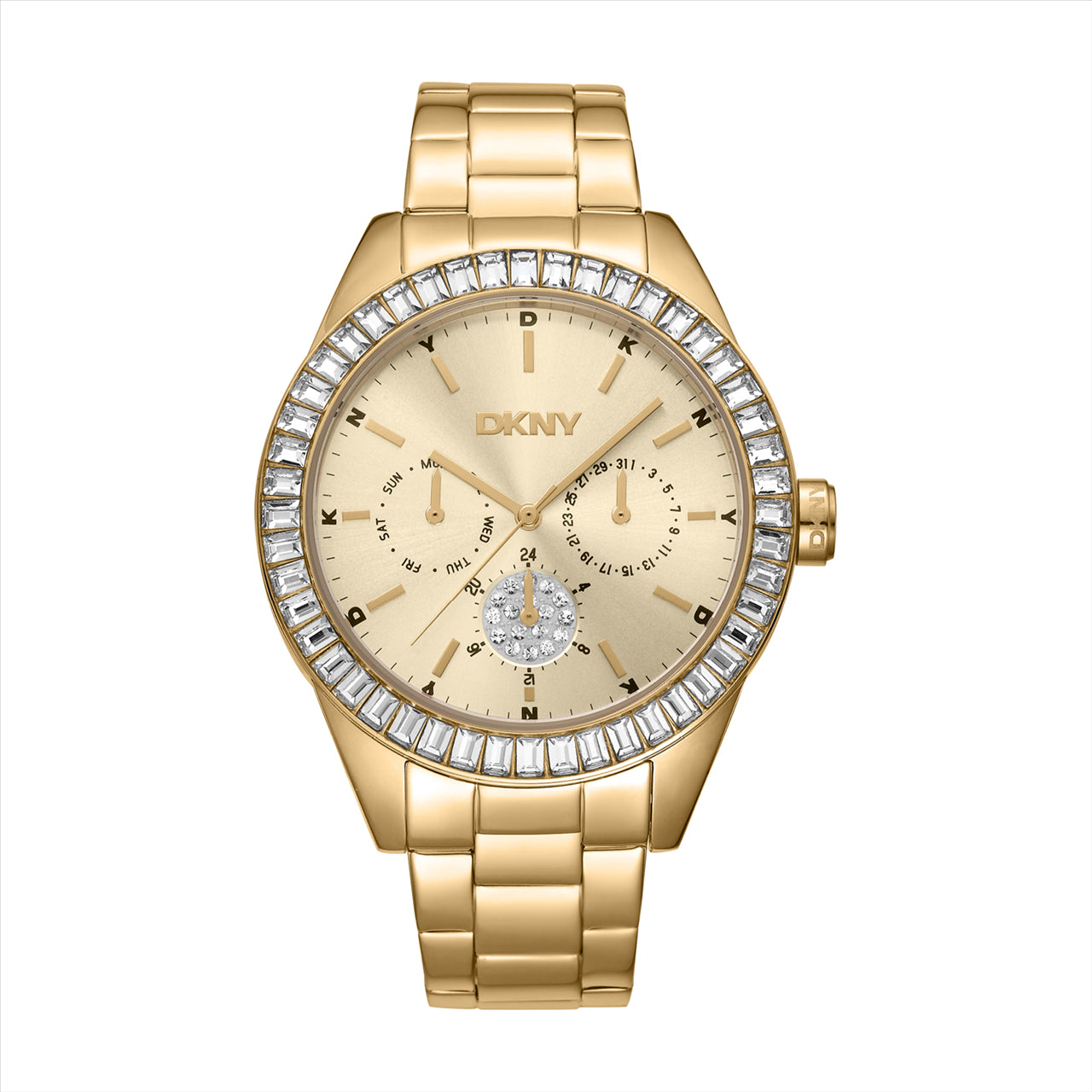 DKNY Nolita Multi Glitz Champaign Dial IPG Bracelet 40M