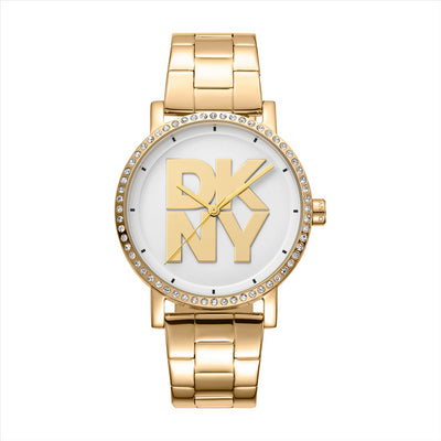 DKNY Soho Logo Silver Dial Stainless Steel Bracelet 36Mm
