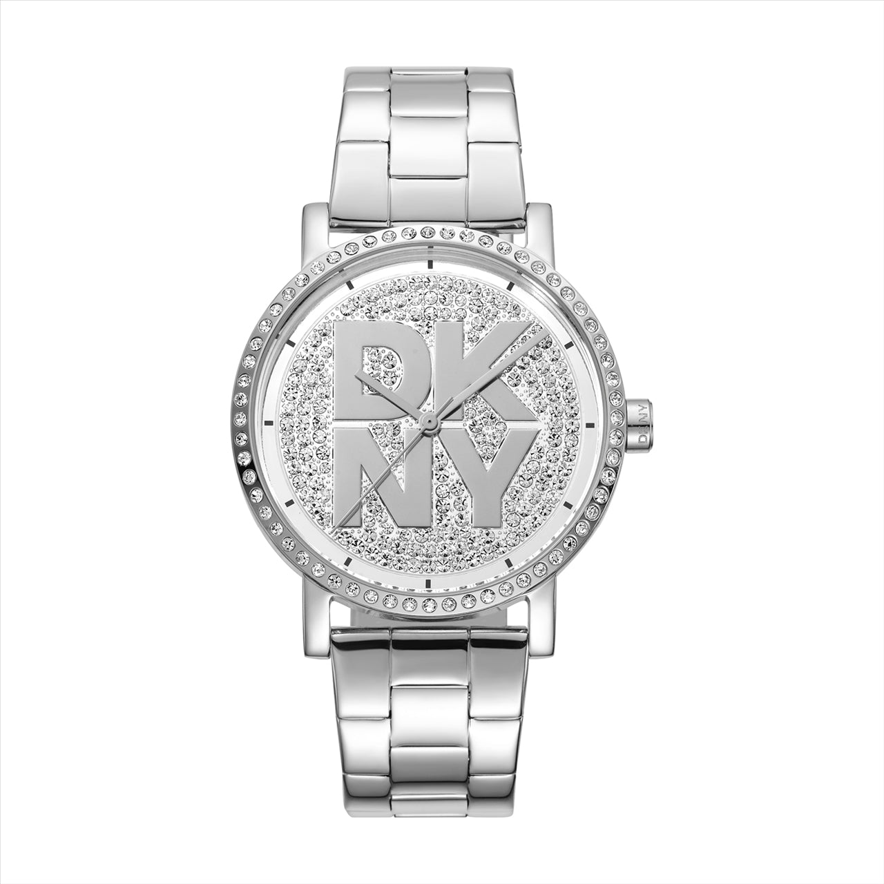 DKNY Soho Logo Silver Txtur Dial Stainless Steel Bracelet 36Mm